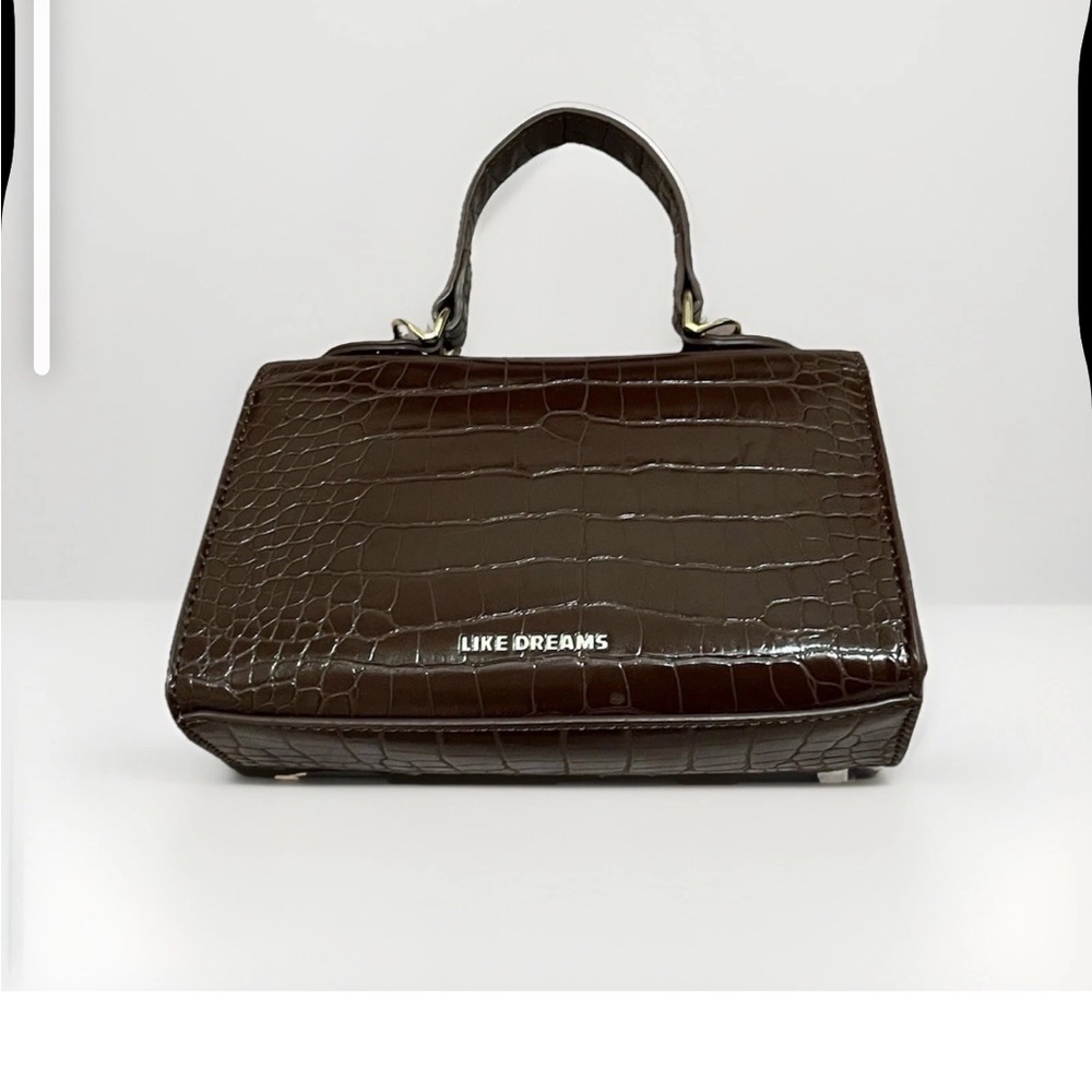 Like Dreams Faux Crocodile Satchel Handbag Burgundy Color.